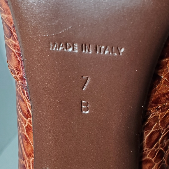 Cole Haan Nydia Cognac Crocodile Style Boots Heeled Zipper - Picture 11 of 11